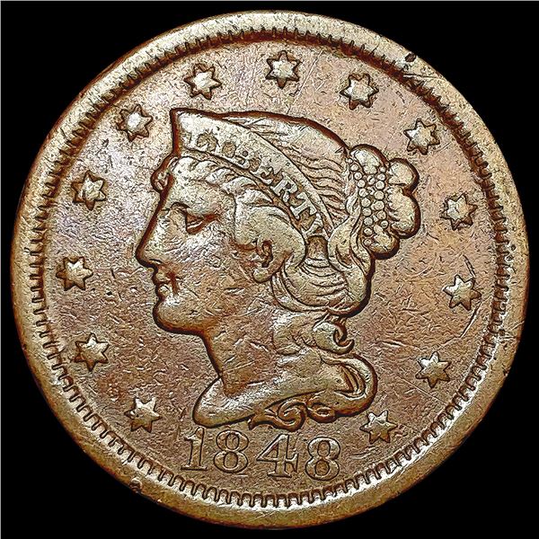 1848 Braided Hair Large Cent LIGHTLY CIRCULATED