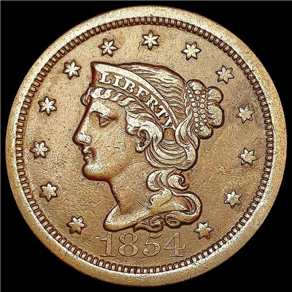 1854 Braided Hair Large Cent NEARLY UNCIRCULATED