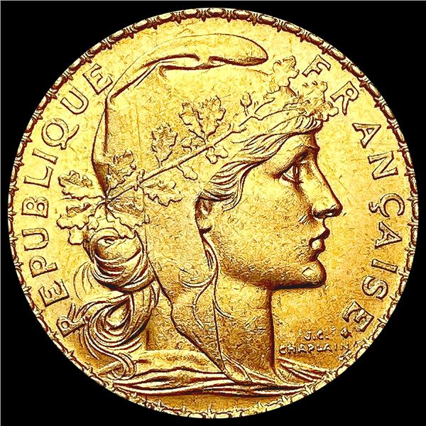 1909 France .1867oz Gold 20 Francs CHOICE BU