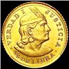 Image 1 : 1928 Peru .0471oz Gold 1/5 Libra GEM BU
