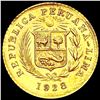 Image 2 : 1928 Peru .0471oz Gold 1/5 Libra GEM BU