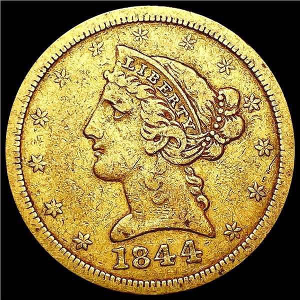 1844-O $5 Gold Half Eagle NICELY CIRCULATED