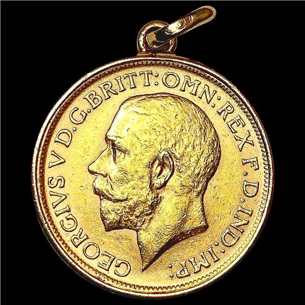 1911 G. Brit .2355oz Gold Sovereign w/ 14K Bezel H