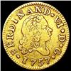 Image 1 : 1757 Spain .0498oz Gold 1/2 Escudo NICELY CIRCULAT