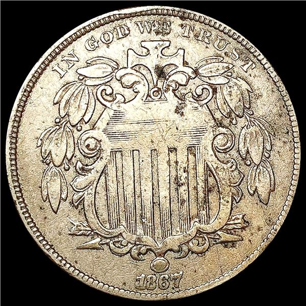 1867 Rays Shield Nickel LIGHTLY CIRCULATED