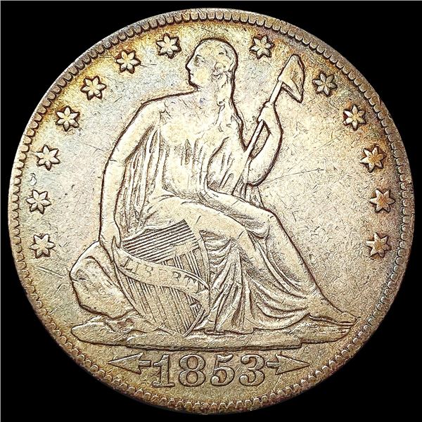 1853 A+R Seated Liberty Half Dollar LIGHTLY CIRCUL