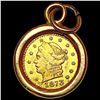 Image 1 : 1873 Rnd CA Gold Quarter w/ 14K Gold Bezel LIGHTLY