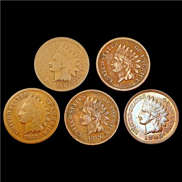 [5] Indian Head Cents [1860, [2] 1866, 1879, 1905]