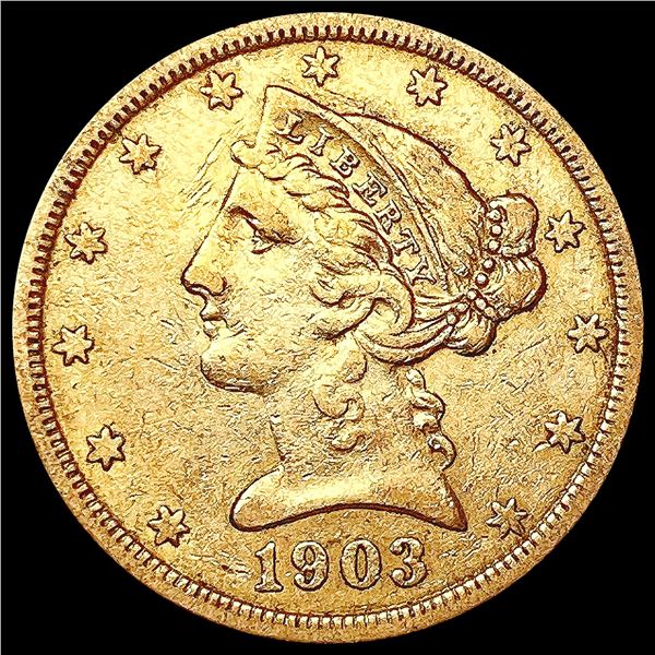 1903-S $5 Gold Half Eagle NEARLY UNCIRCULATED