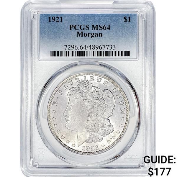 1921 Morgan Silver Dollar PCGS MS64