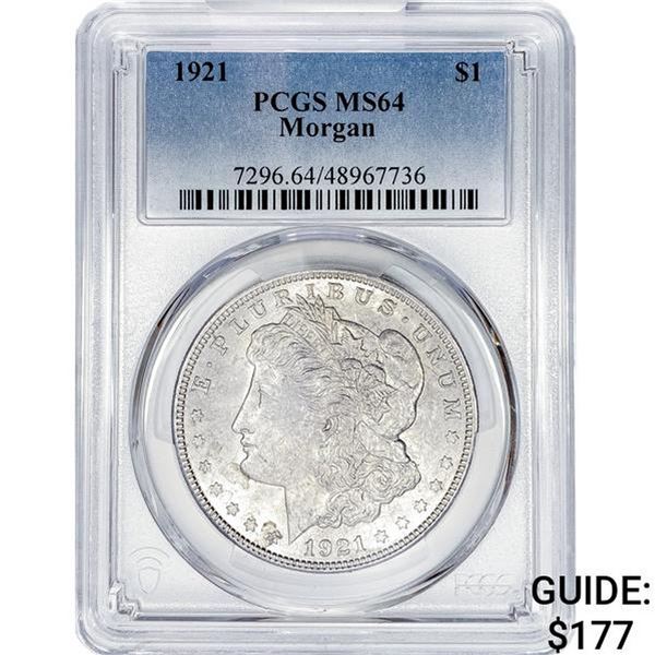 1921 Morgan Silver Dollar PCGS MS64