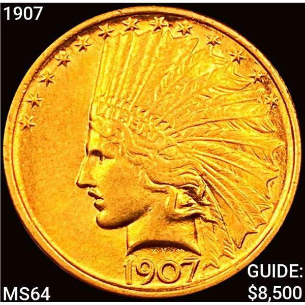 1907 $10 Gold Eagle CHOICE BU