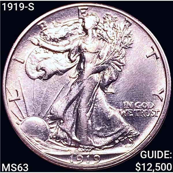 1919-S Walking Liberty Half Dollar CHOICE BU