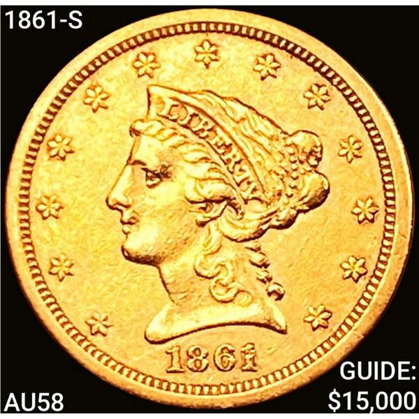 1861-S $2.50 Gold Quarter Eagle CHOICE AU