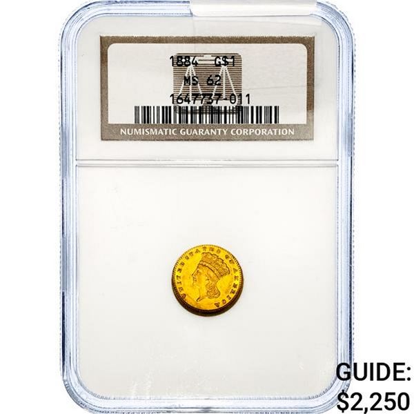 1884 Rare Gold Dollar NGC MS62
