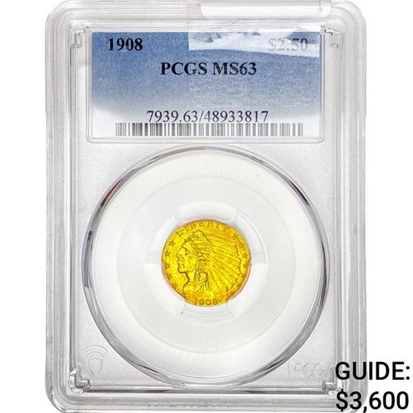 1908 $2.50 Gold Quarter Eagle PCGS MS63