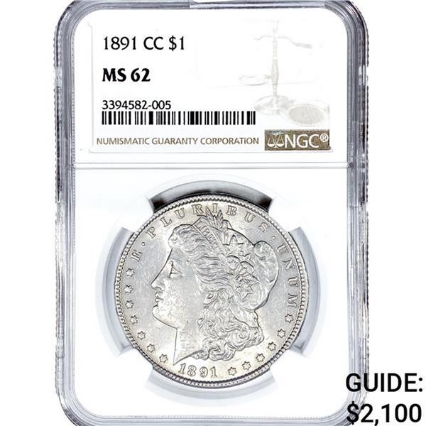 1891-CC Morgan Silver Dollar NGC MS62