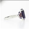 Image 5 : Vintage 18K Gold Large Oval Amethyst w/ Trillion Rhodolite Garnet 3 Stone Ring
