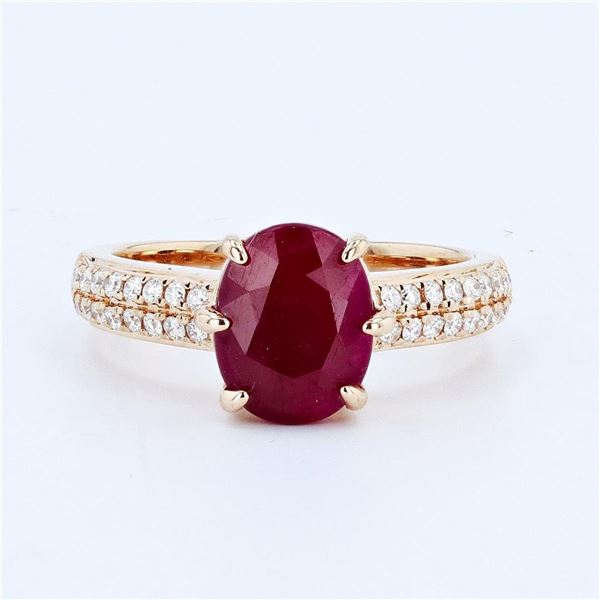 3.54 ctw Ruby and 0.29 ctw Diamond 14K Rose Gold Ring
