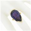 Image 3 : 14k Yellow Gold Large Pear Cut Half Bezel Purple Stone Solitaire Cocktail Ring