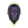 Image 4 : 14k Yellow Gold Large Pear Cut Half Bezel Purple Stone Solitaire Cocktail Ring