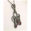 Image 2 : 18k Black Gold 4.39 ctw Rose Diamond & Blood Ruby Edwardian Style Necklace Penda
