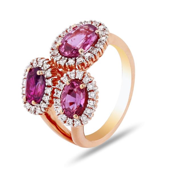 3.47 ctw Purple Sapphire and 0.44 ctw Diamond 18K Rose Gold Ring