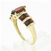 Image 7 : 14K Yellow Gold Garnet Marquise Solitaire w/ Square Faceted Channel Band Ring