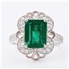 Image 1 : 3.39 ctw Emerald and 0.44 ctw Diamond Platinum Ring