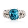 Image 1 : 7.09 ctw Blue Zircon and 0.30 ctw Diamond 14K White Gold Ring