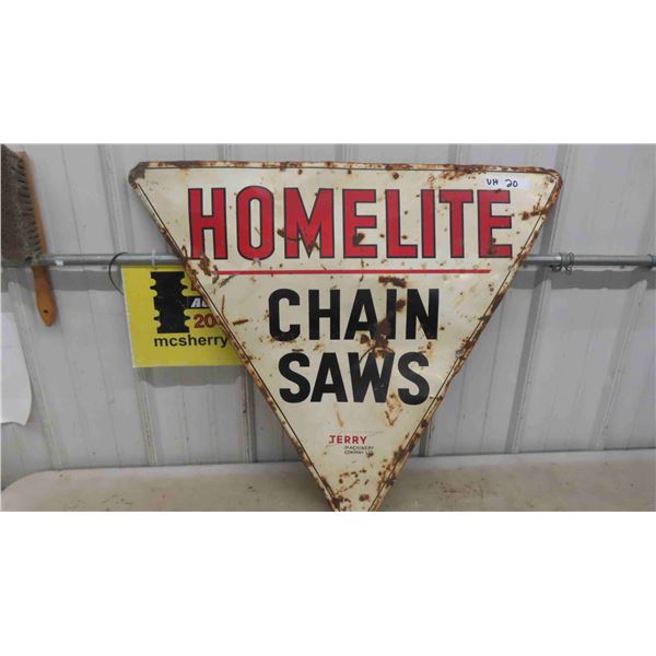 1965 Homelite Chainsaw Sign - Metal 30" x 34"