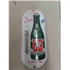 Image 2 : 7Up Porcelain Thermometer in French with Bulb 6" x 15" 