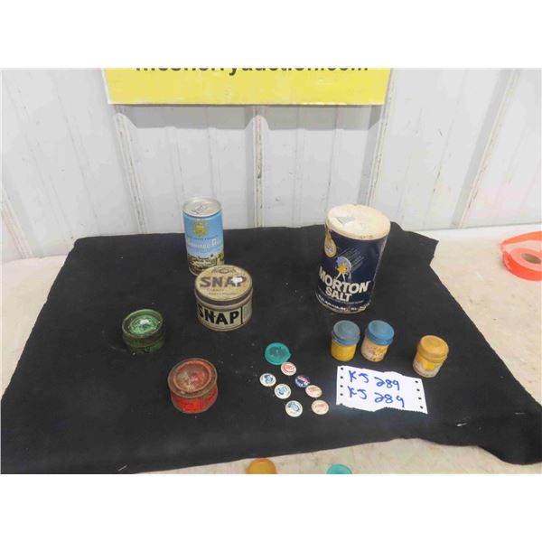 Morton Salt Tin, WPG Air Can, Kodak Film Canister, Hardware Tin, (4) 1959's Collector
