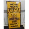 Image 1 : Gordon Isnor's Mens Clothing Store Metal Embossed Sign 13 1/2'' x 27 1/2''