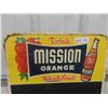 Image 2 : Vintage Mission Orange Metal Embossed Chalkboard 27'' x 19'' with Repurposed Bingo