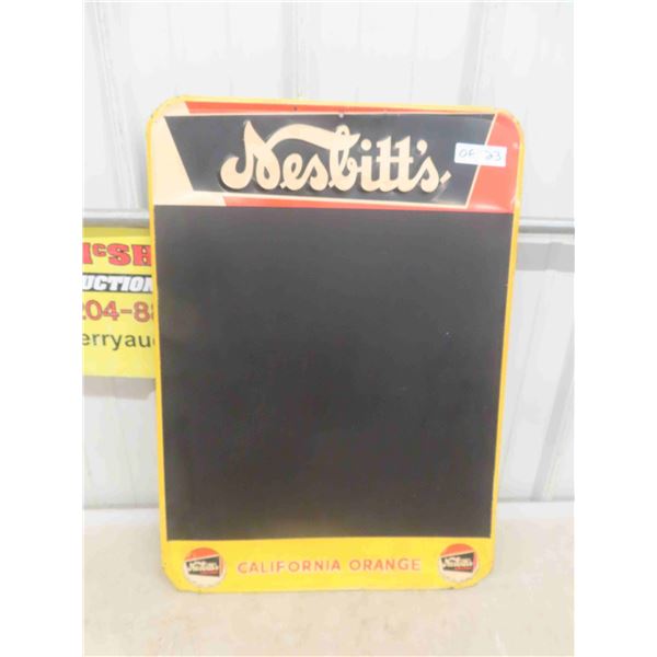 1961 Nesbitts California Orange Metal Embossed Chalkboard 19 1/2'' x 27 1/2''