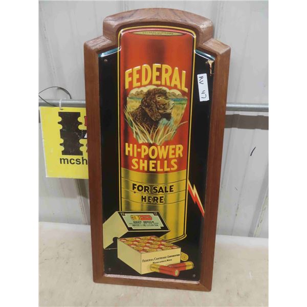 Rare Vintage Federal Hi-Power Shells Metal Embossed Sign with Factory ...