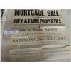 Image 3 : (4) Vintage Original Mortgage Sale Posters of Farmland and City Property 17.5'' x 24''  , Dates: