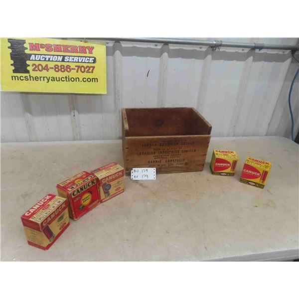 (5) Vintage Canuck Shotshell Boxes 10 , 12 & 16 Gauge , Wood Canuck ...