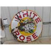 Image 1 : White Rose Porcelain Sign - Vintage 36" Diameter
