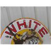 Image 2 : White Rose Porcelain Sign - Vintage 36" Diameter