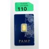 Image 1 : 2.5 Gram .9999 Fine Gold PAMP Suisse Certified Bar 