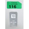 Image 1 : 1 Oz .999 Silver TD Bank Investor Bar 