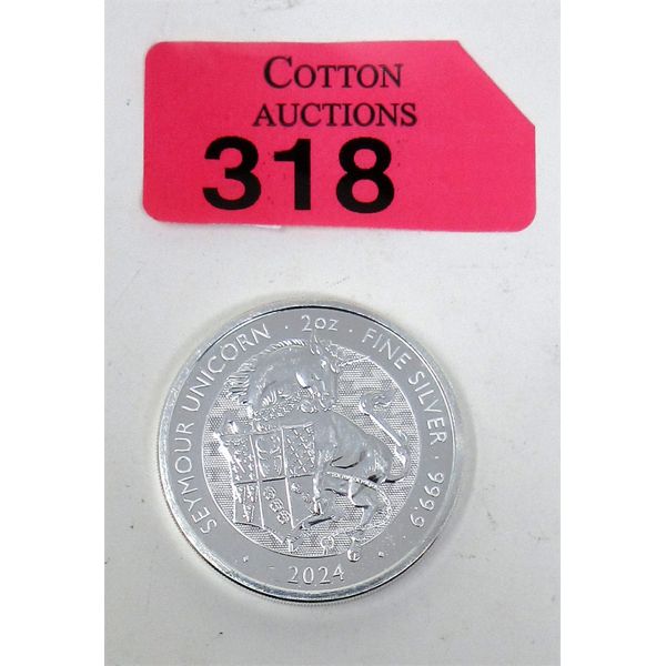 2 Oz .9999 Silver 2024 Seymour Unicorn Coin 