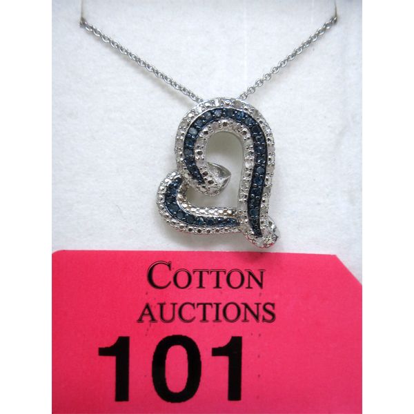 Half Carat Blue & White Diamond Heart Pendant 