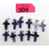 Image 1 : 11 Polished Amethyst Cross Pendants