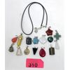 Image 1 : 15 Polished Gemstone Pendants & 1 Necklace Cord