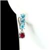Image 1 : Natural Pigeon Blood Ruby & Paraiba Apatite Earrings