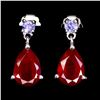 Image 1 : Natural Pigeon Blood Red Ruby & Tanzanite Earrings