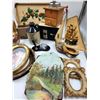 Image 3 : Serving Tray, Coffee Grinder, Gold Plated Bell, Cow Creamer, Mugs, Radio, Clog Lamp